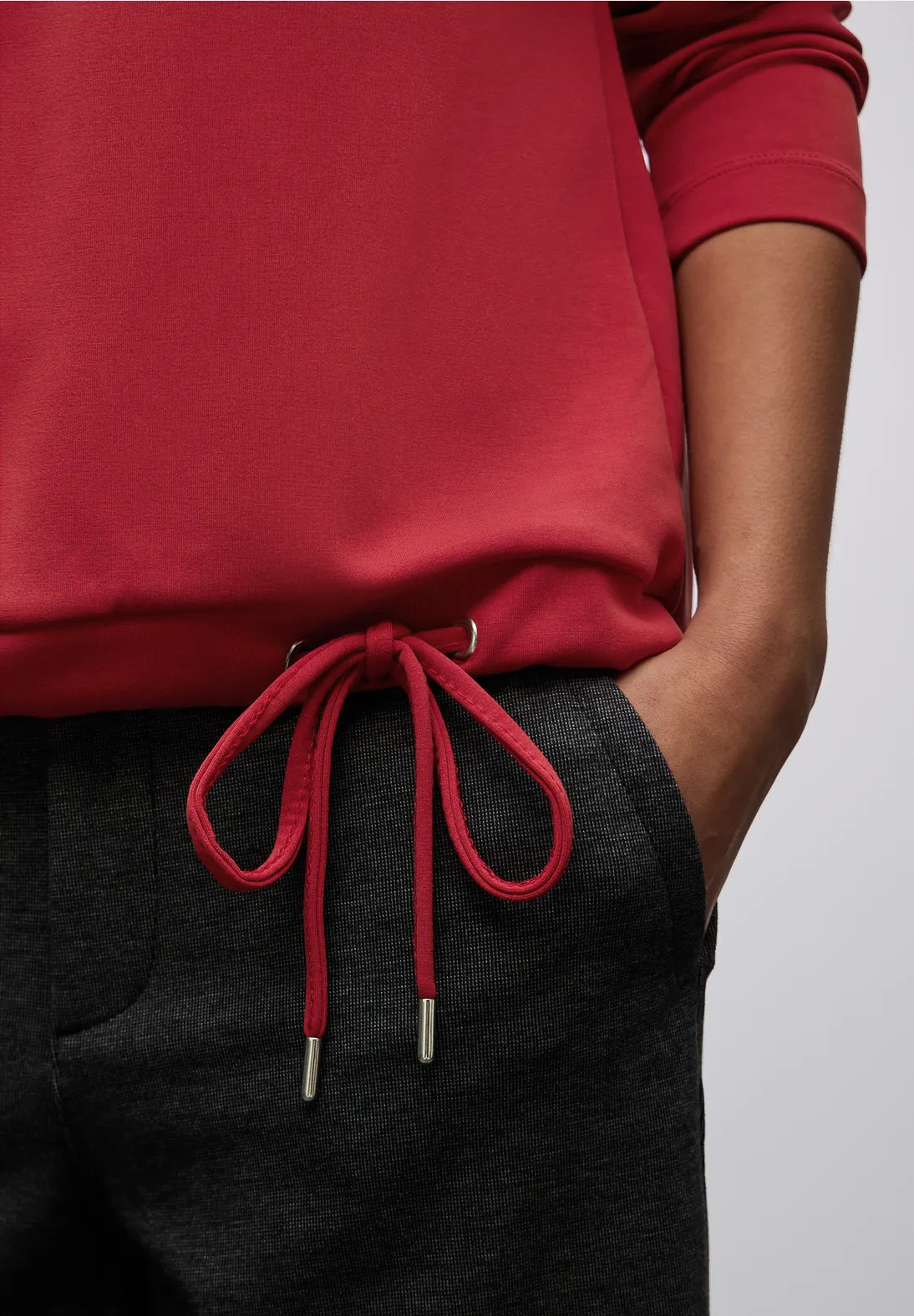 Street One Silk Look sweatshirt In Racing Red