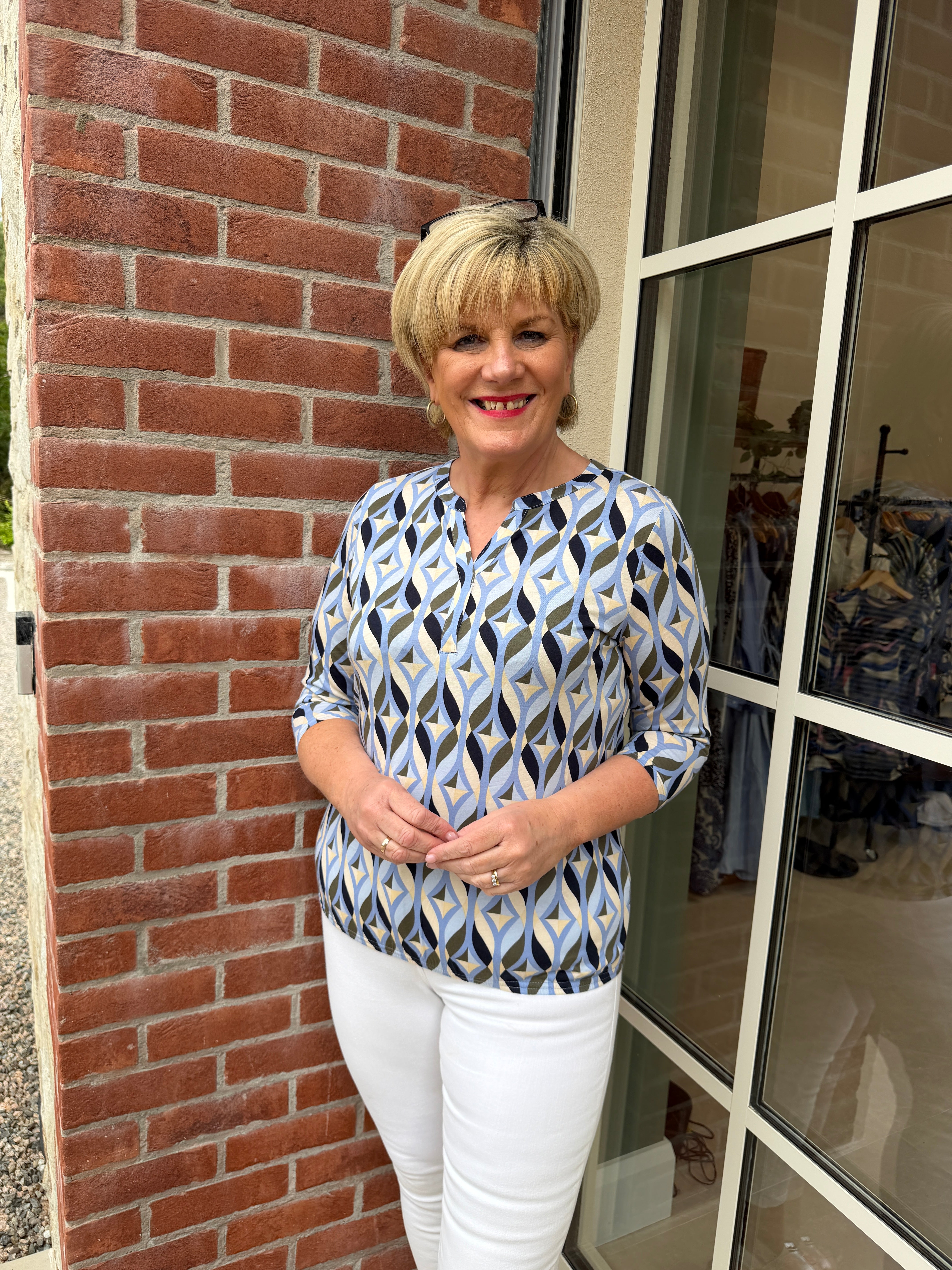 Soya Concept Patterned Felicity Top In Blue Multi