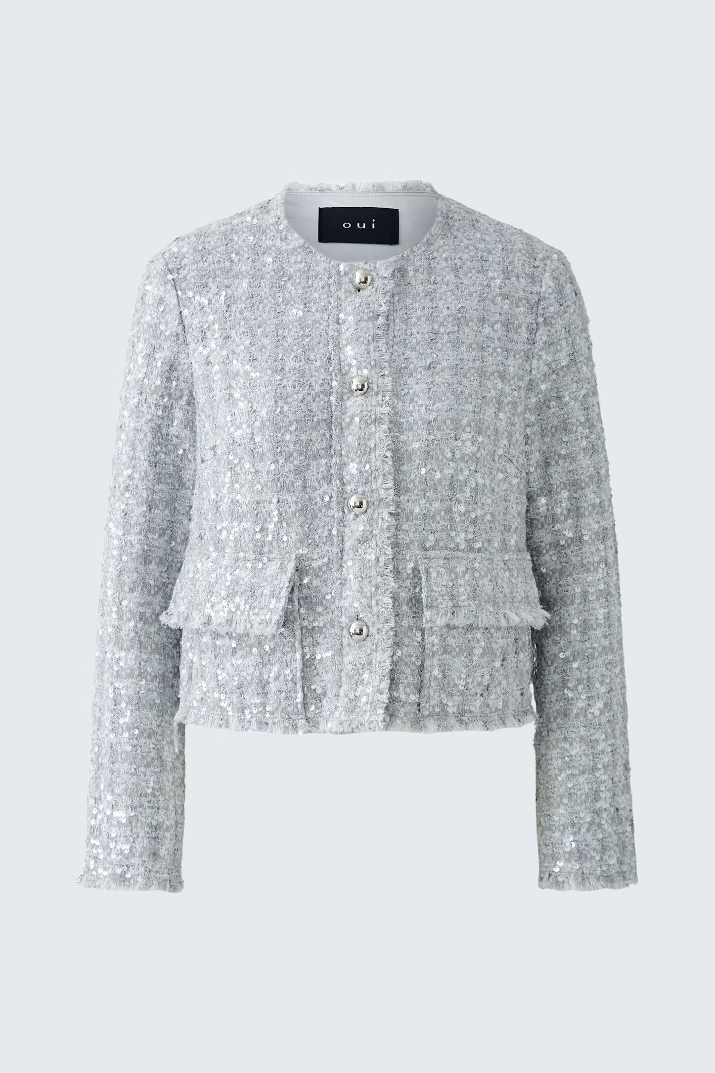 Oui French Style Jacket In Silver