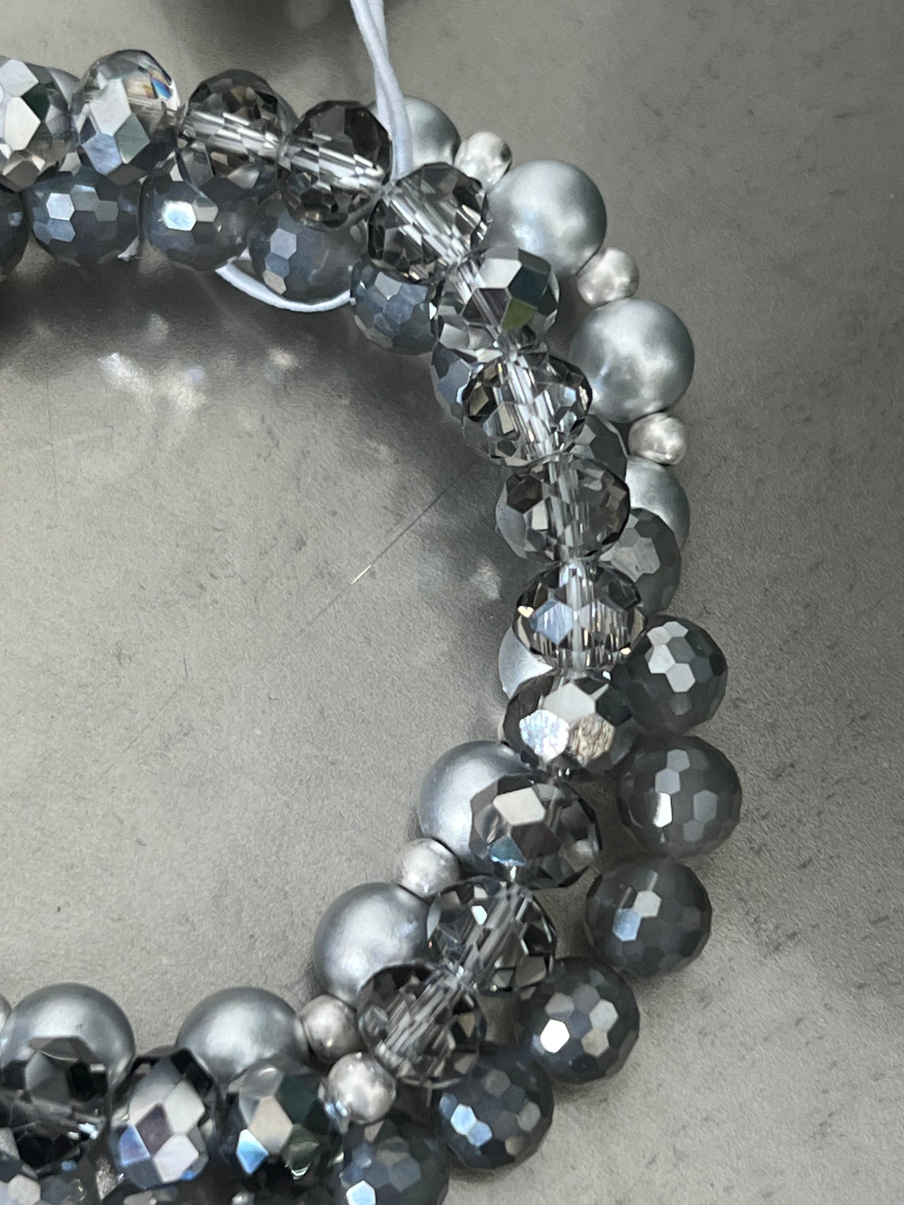 Eliza Gracious 3 strand Beaded Bracelet In Grey