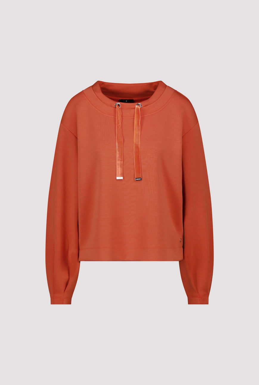Sweatshirt with velvet drawstrings in pumpkin