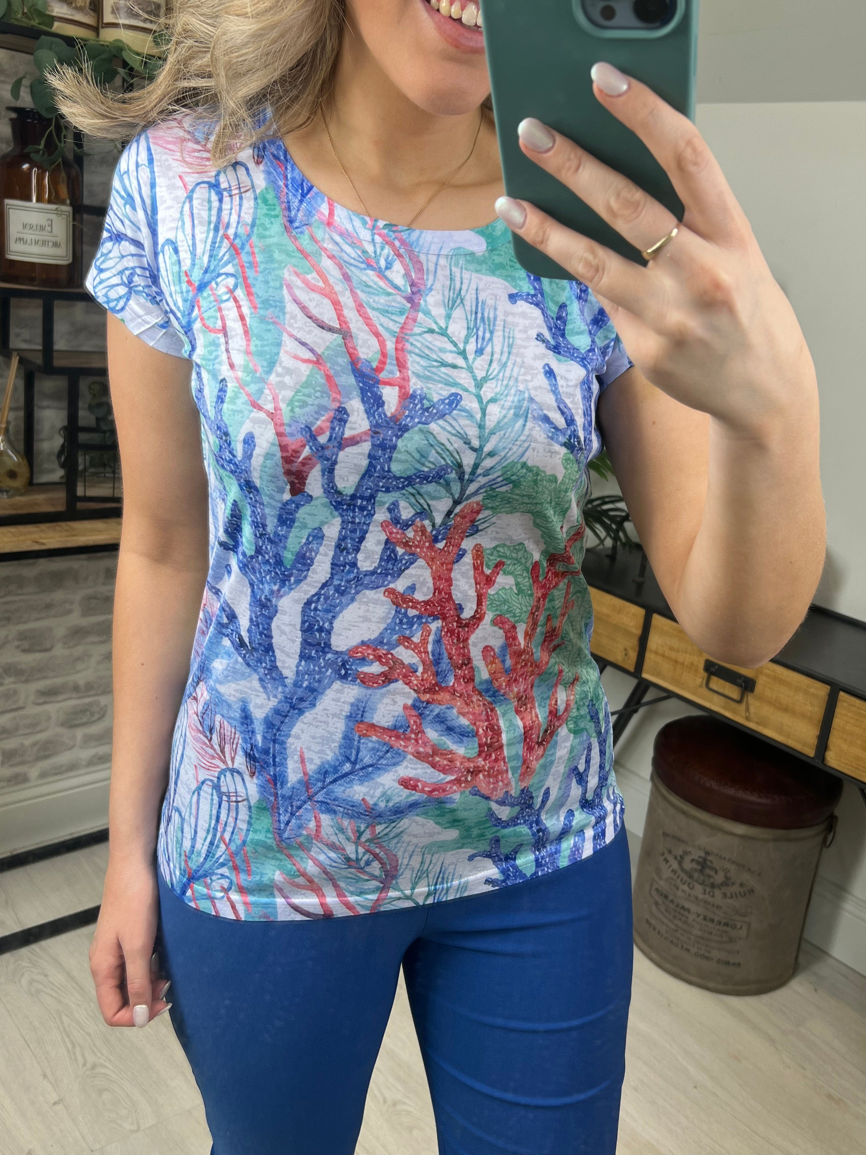 MXO Printed T-Shirt In Blue Multi