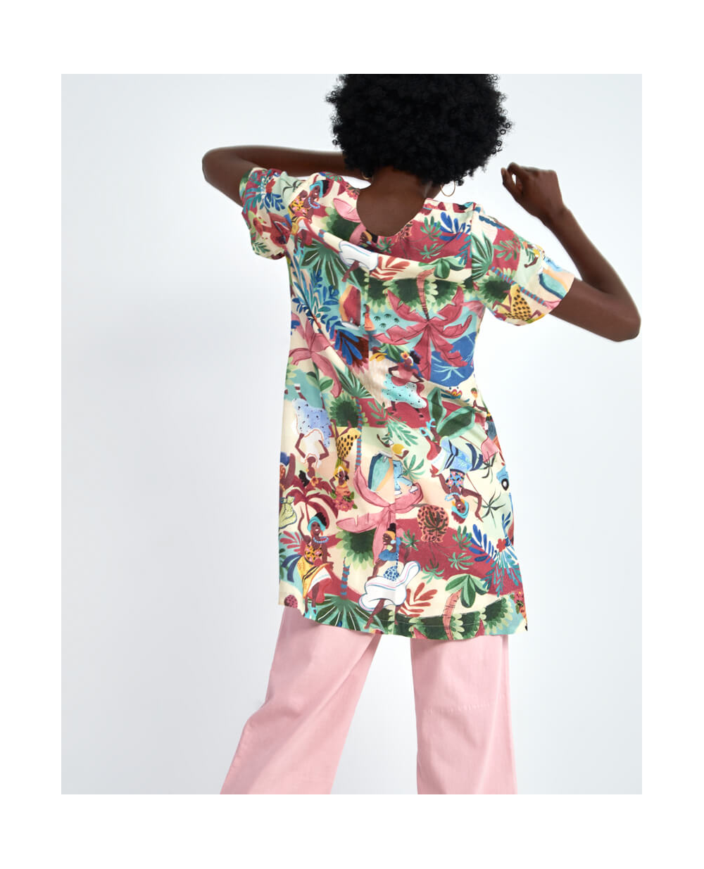 Surkana A-Line Dress/Tunic With In Puffed Sleeves In Multi
