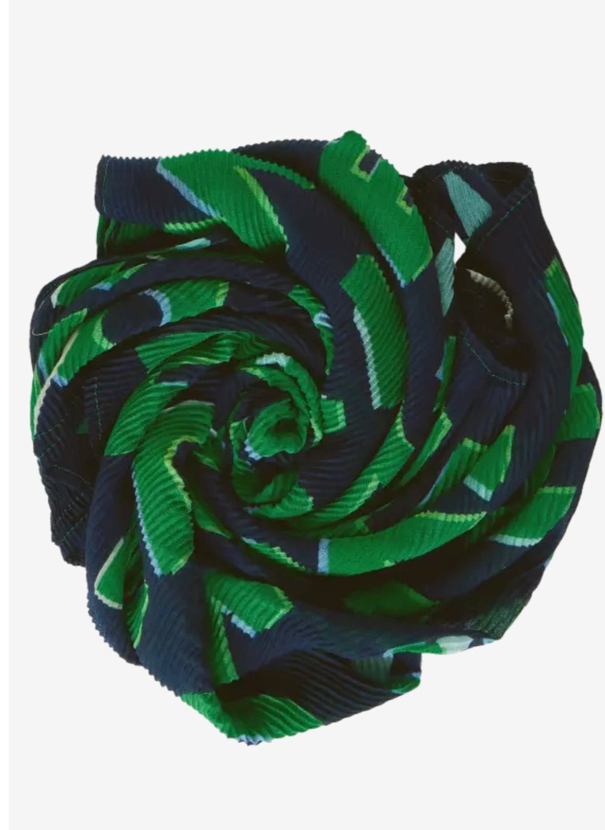 Cecil Printed Plissee Scarf In Deep Blue - Crabtree Cottage
