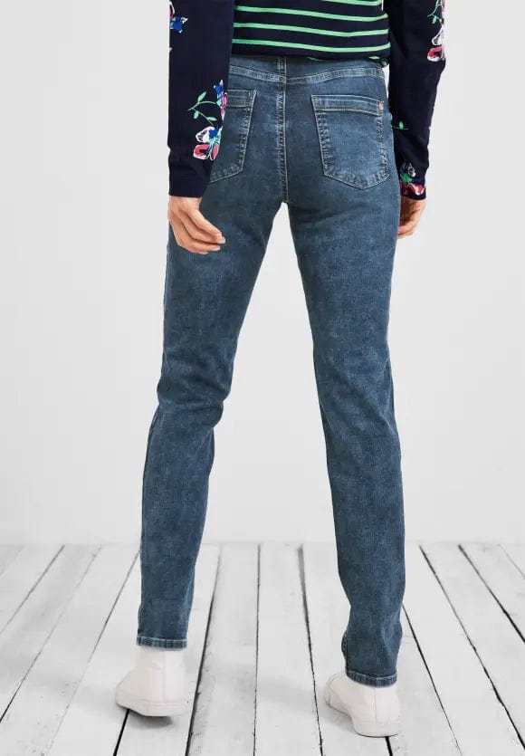 Cecil Toronto High Waisted Denim Jeans In Dark Blue Washed - Crabtree Cottage