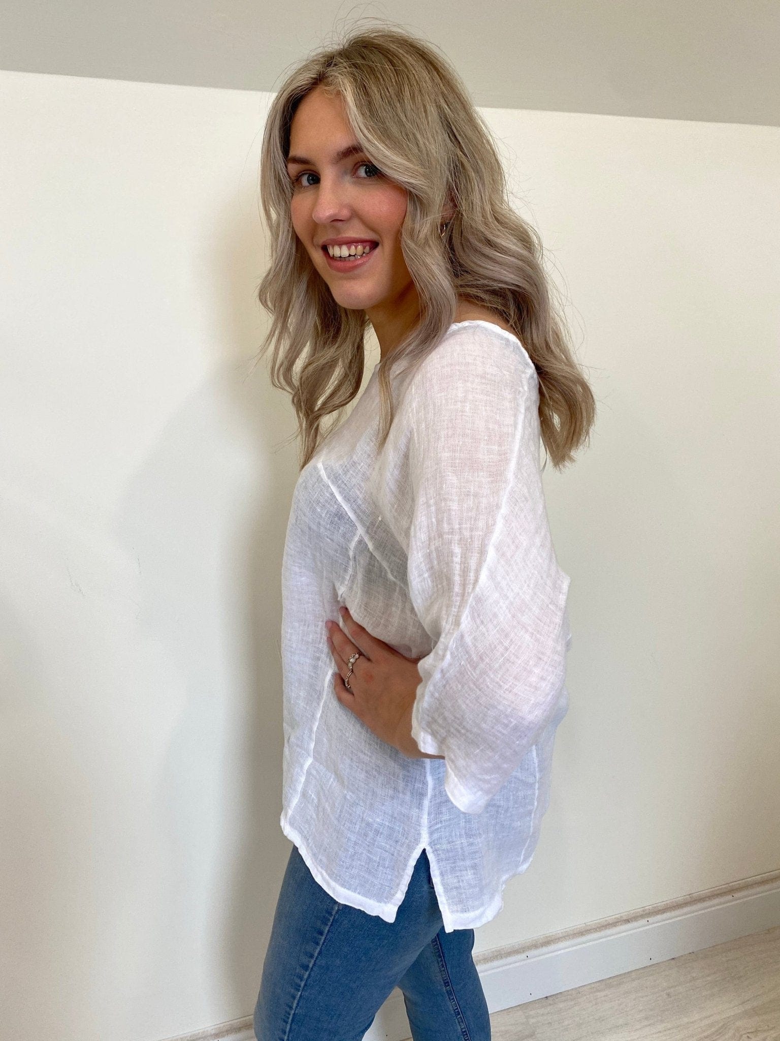 Clara White Linen Top - Crabtree Cottage