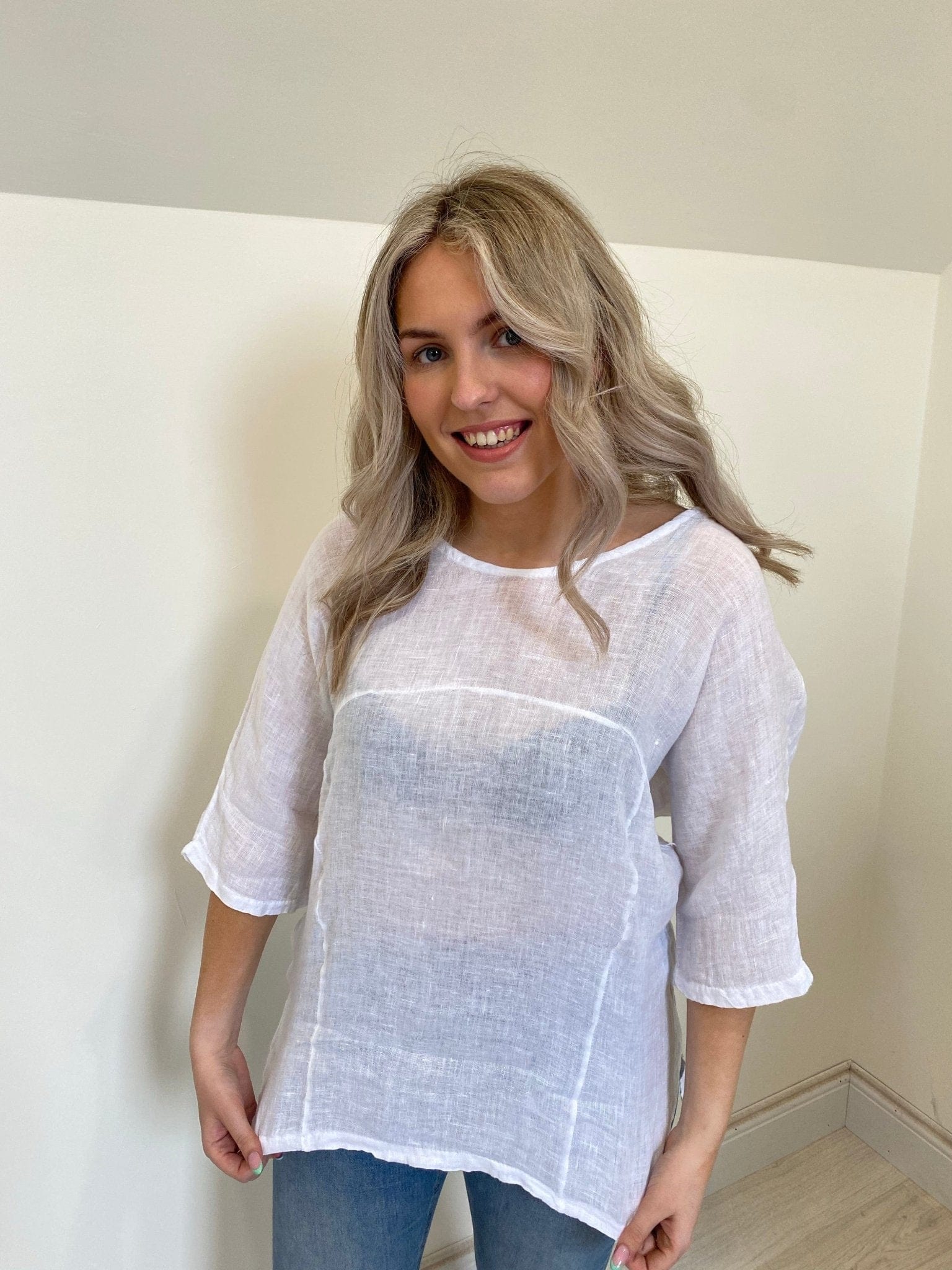 Clara White Linen Top - Crabtree Cottage