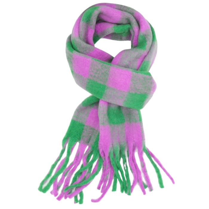 Elisha Chunky Scarf In Purple & Green Mix - Crabtree Cottage