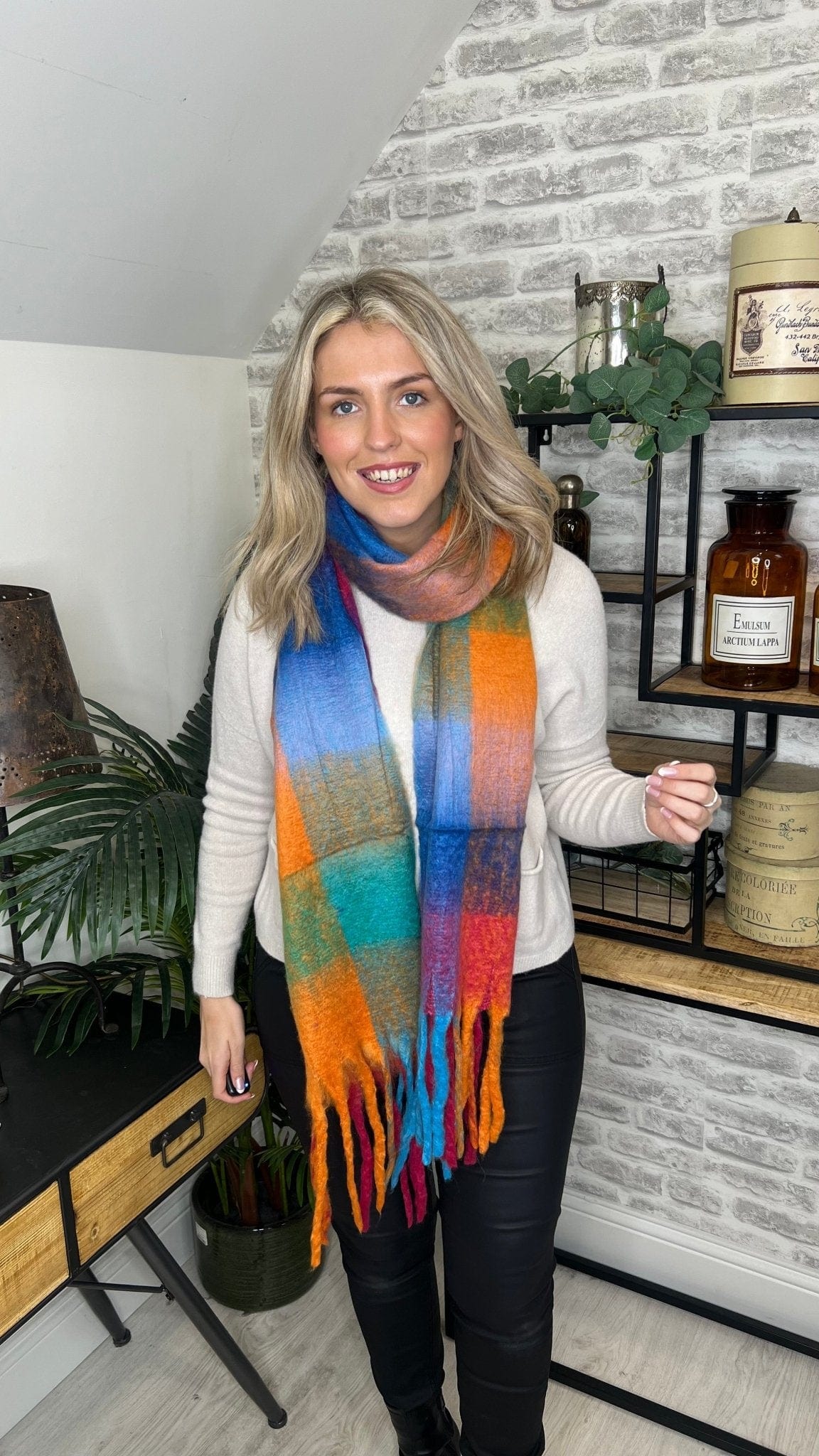Emily Chunky Scarf In Orange Mix - Crabtree Cottage