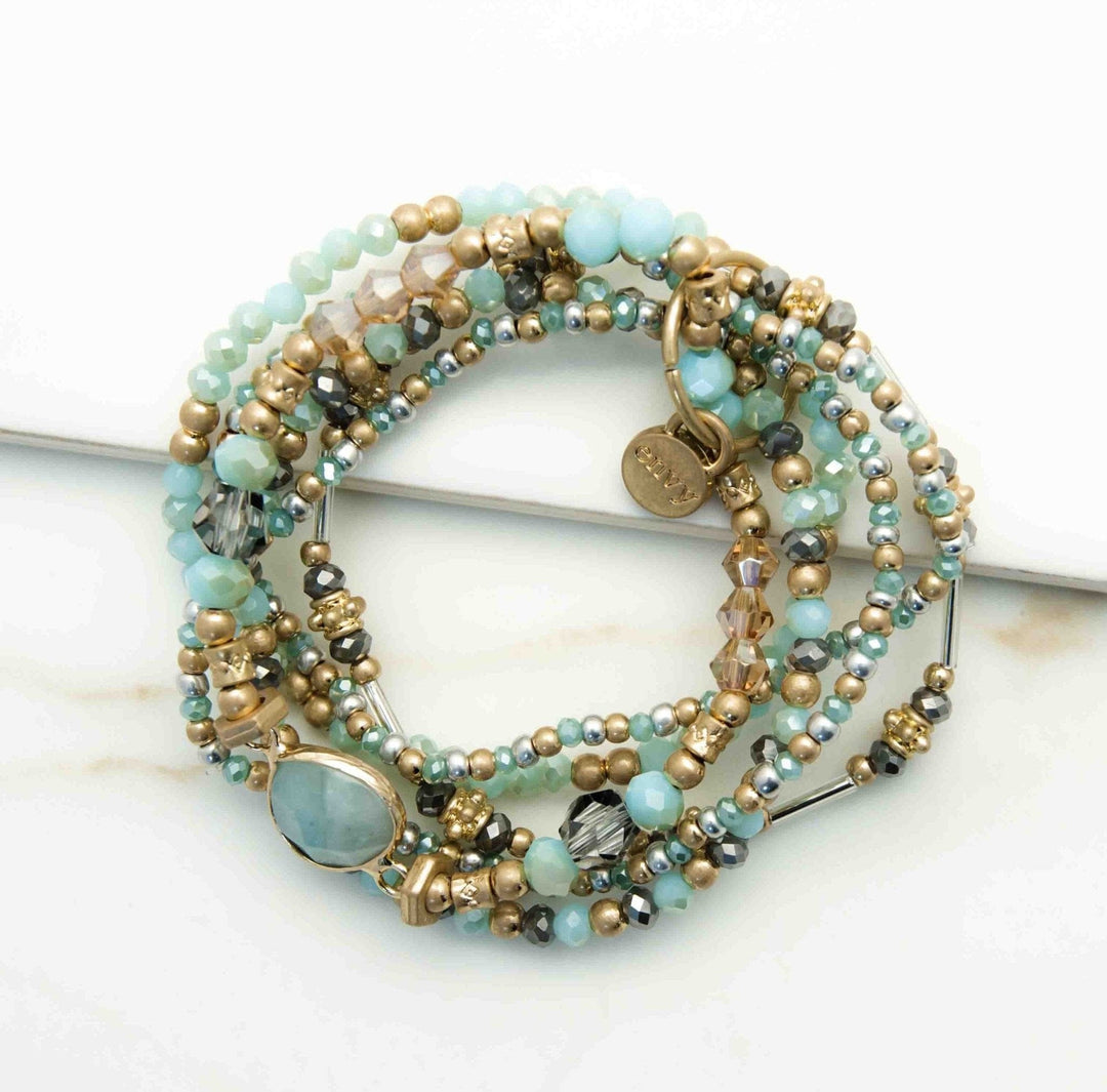 Envy Gold & Aqua Multi Layer Bracelet - Crabtree Cottage