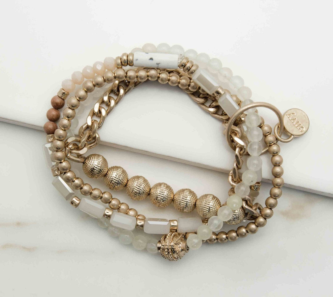 Envy Gold & White Bead Bracelet - Crabtree Cottage