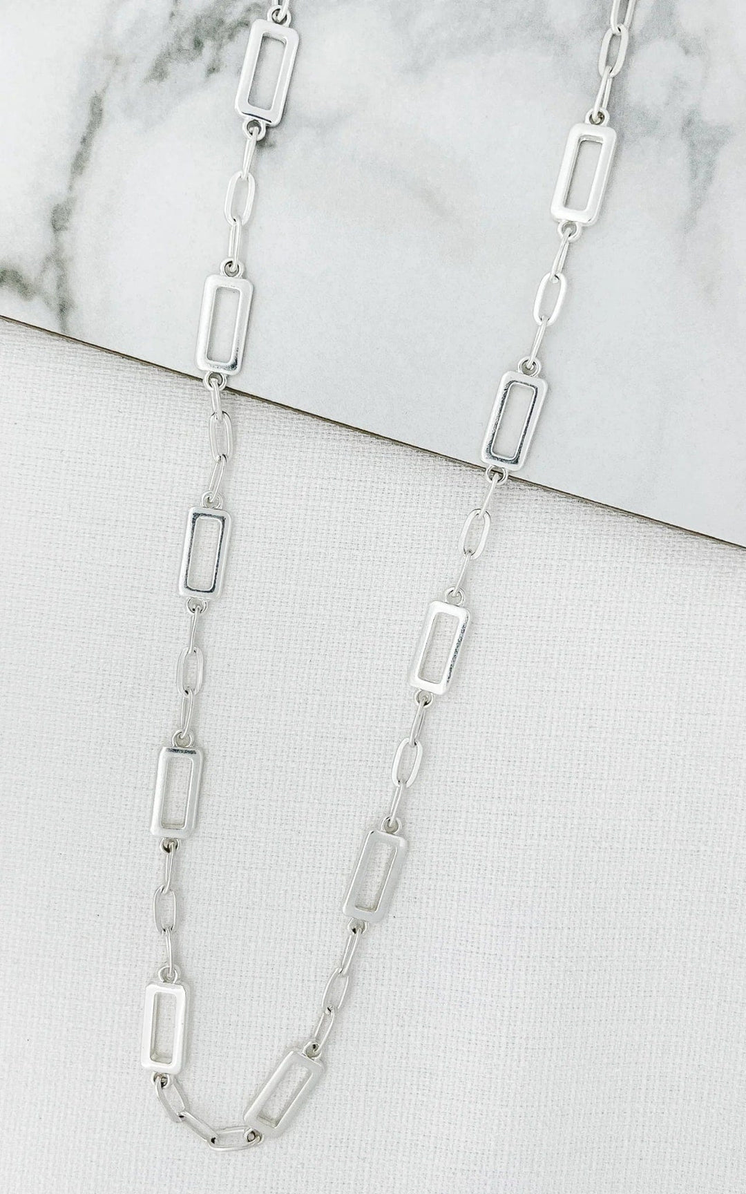Envy Rectangular Links Necklace In Silver - Crabtree Cottage