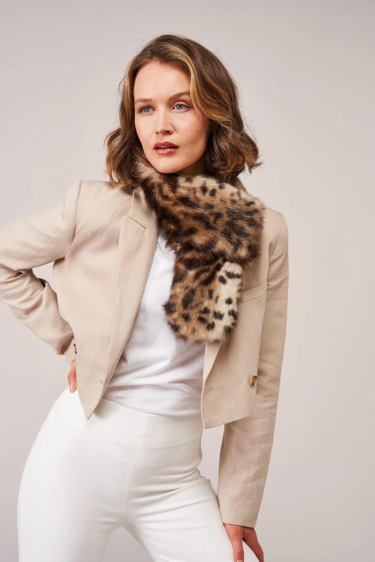 Helen Moore Luxury Faux Fur Petite Loop Scarf-Ocelot