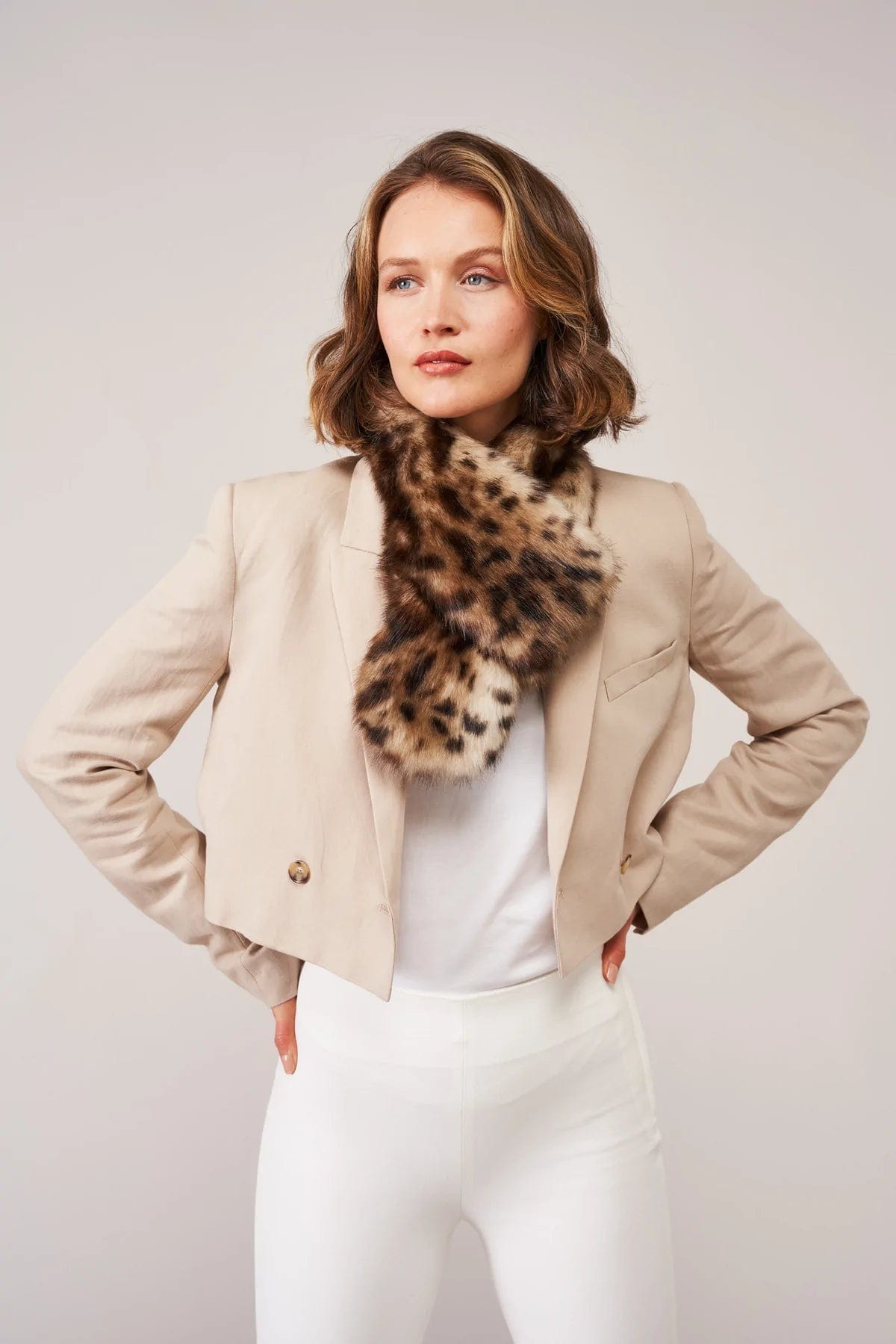 Helen Moore Luxury Faux Fur Petite Loop Scarf-Ocelot