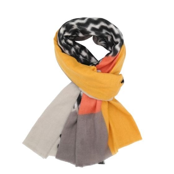 Holly Patched Print Scarf In Yellow - Crabtree Cottage