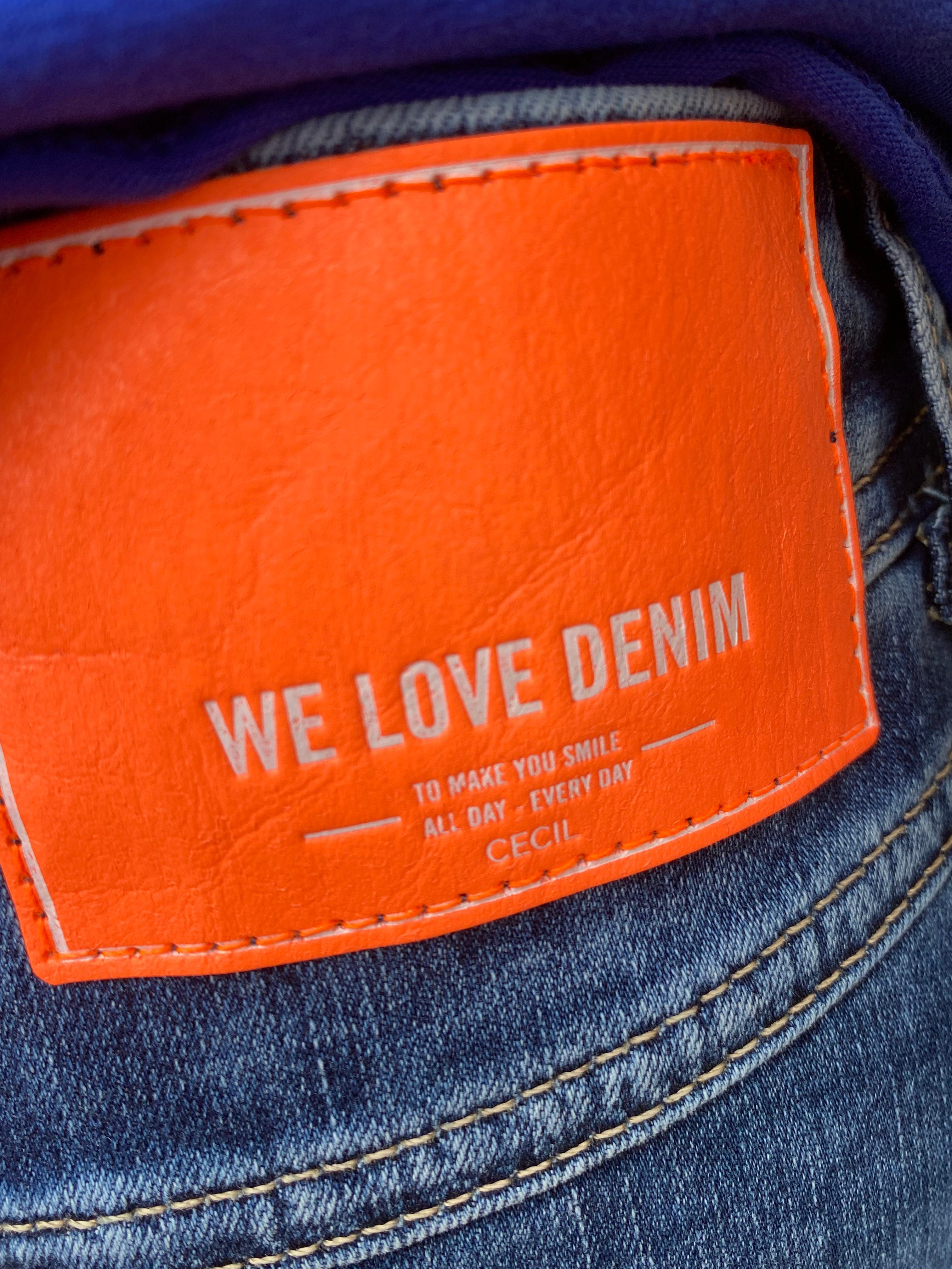 Cecil Denim Skirt with Drawstrings in Mid Blue