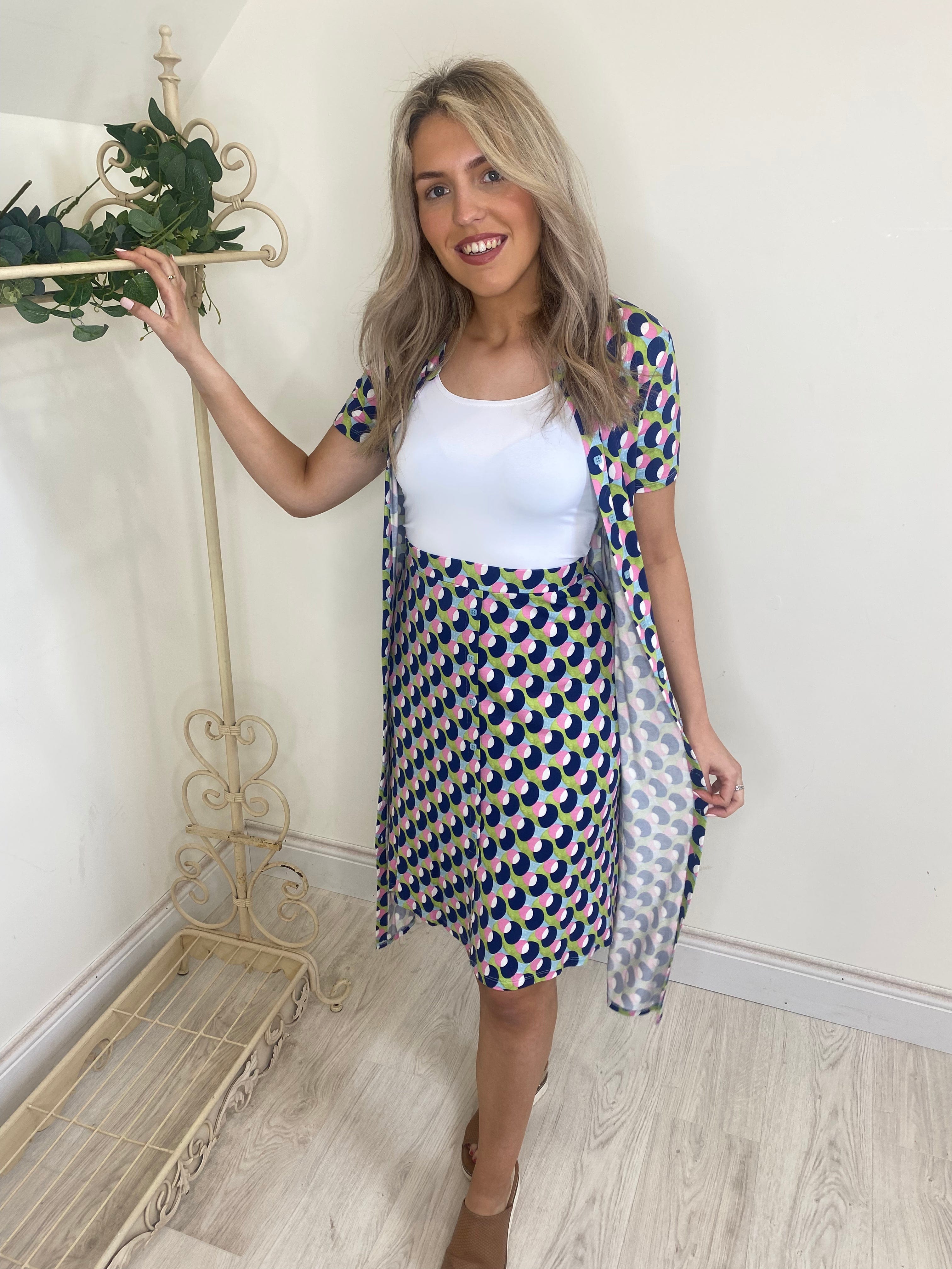 Surkana A-Line Buttoned Skirt In Blue