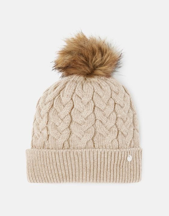 Joules Elena Cable Beanie In Oat - Crabtree Cottage