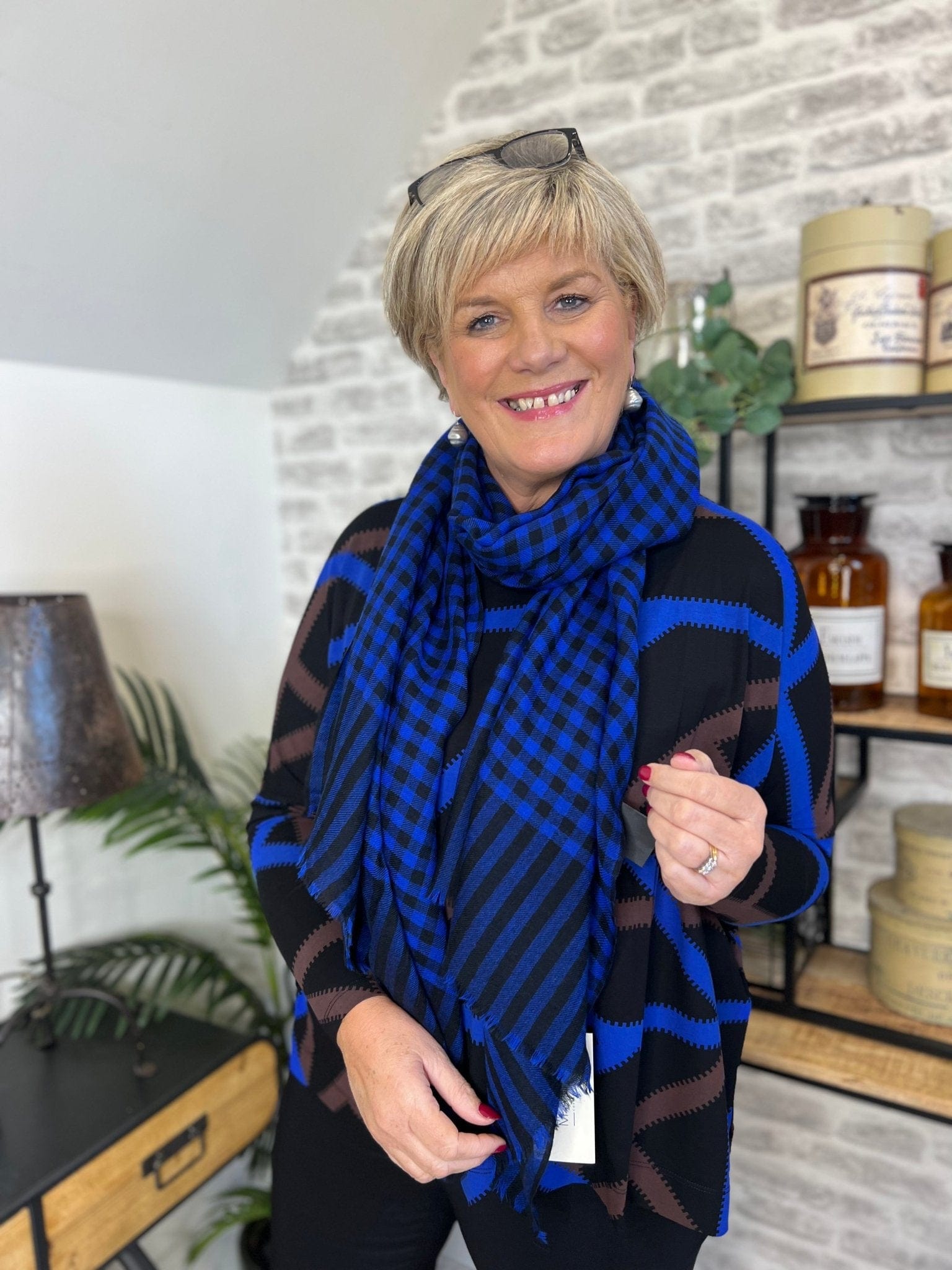 Masai Barr Jersey Print Top in Blue multi - Crabtree Cottage