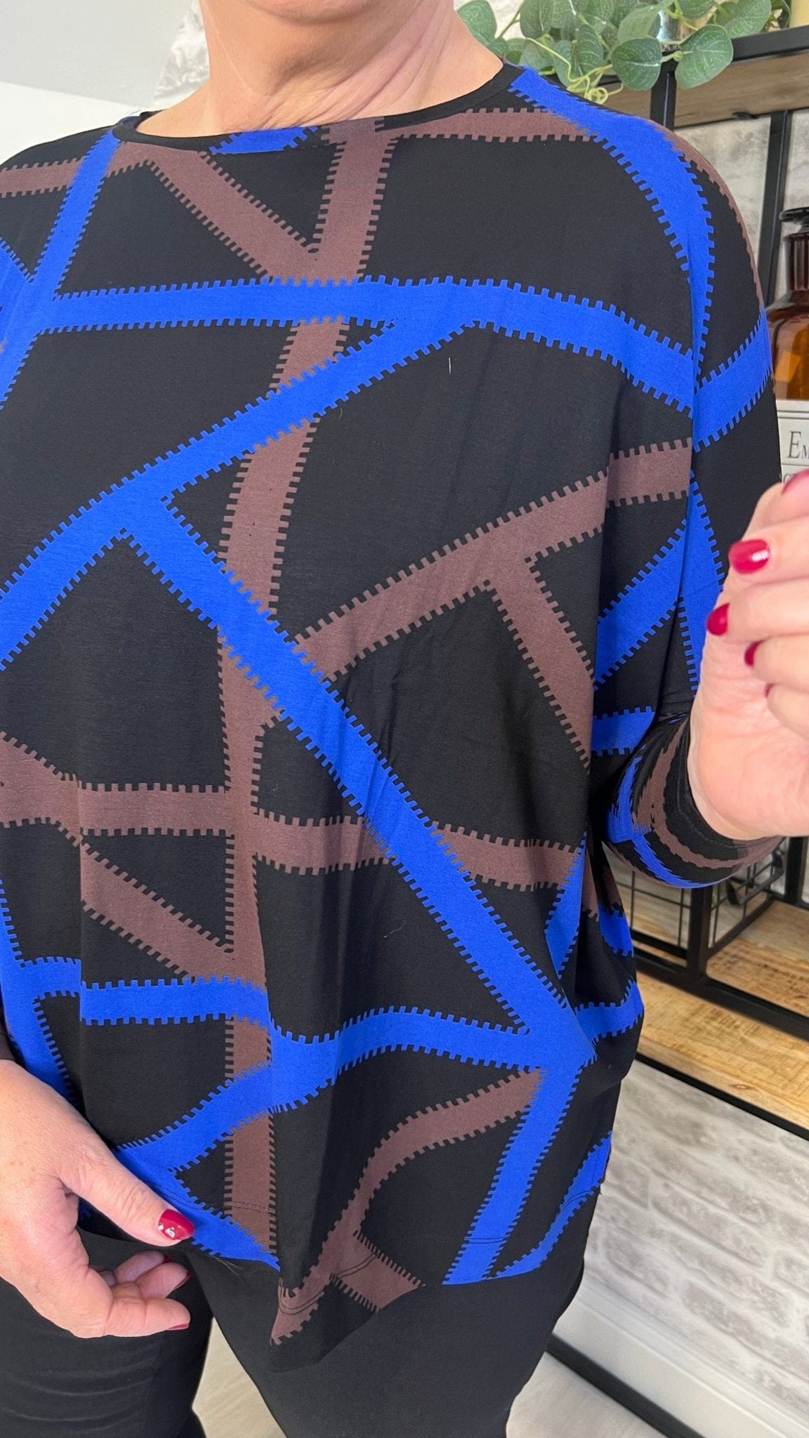 Masai Barr Jersey Print Top in Blue multi - Crabtree Cottage