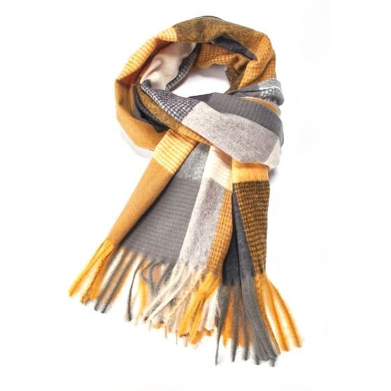 Mia Tartan Scarf In Mustard Mix - Crabtree Cottage