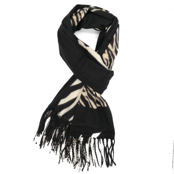 Polly Zebra Print Scarf In Black - Crabtree Cottage