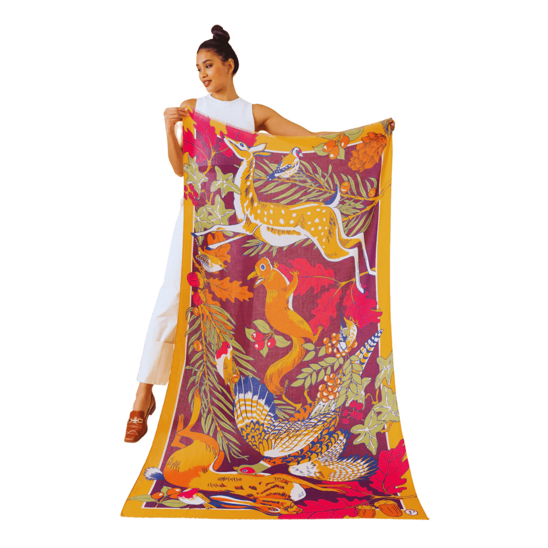 Powder Winter Wonderland Print Scarf In Damson - Crabtree Cottage