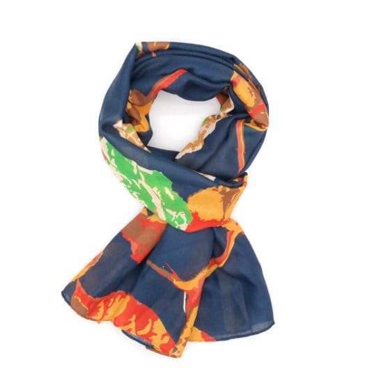 Sarah Rosebuds Scarf In Navy
