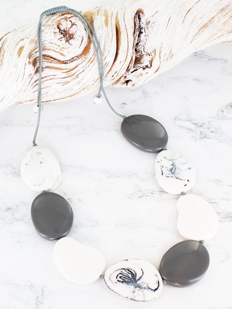 Suzie Blue Smoked Resin Pebble Necklace With Accent Colour