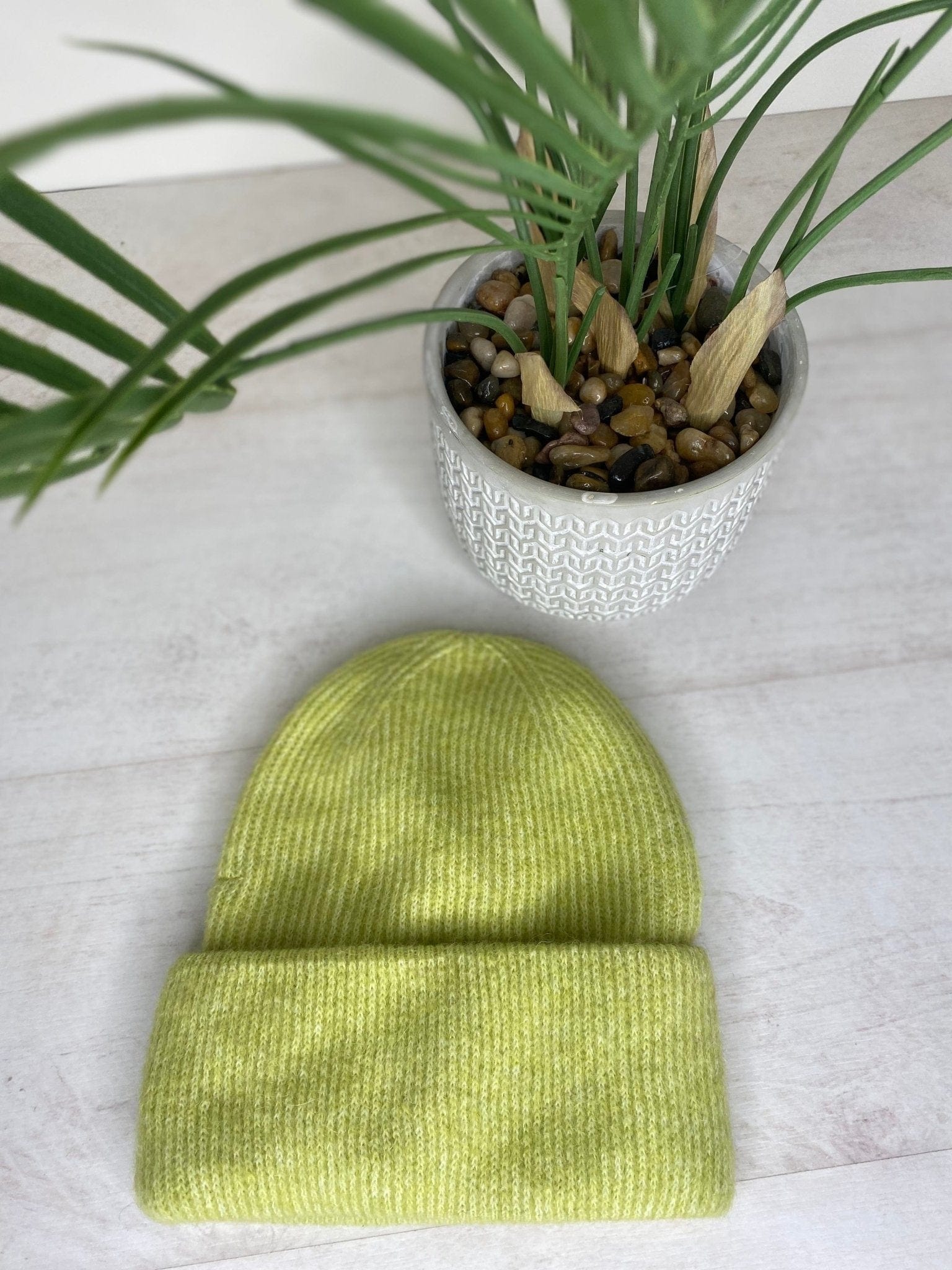 White Stuff Lime Green Ribbed Beanie - Crabtree Cottage