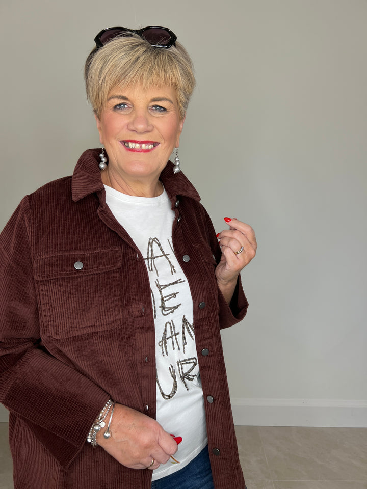 Culture Cubaela Cord Jacket In Bitter Chocolate