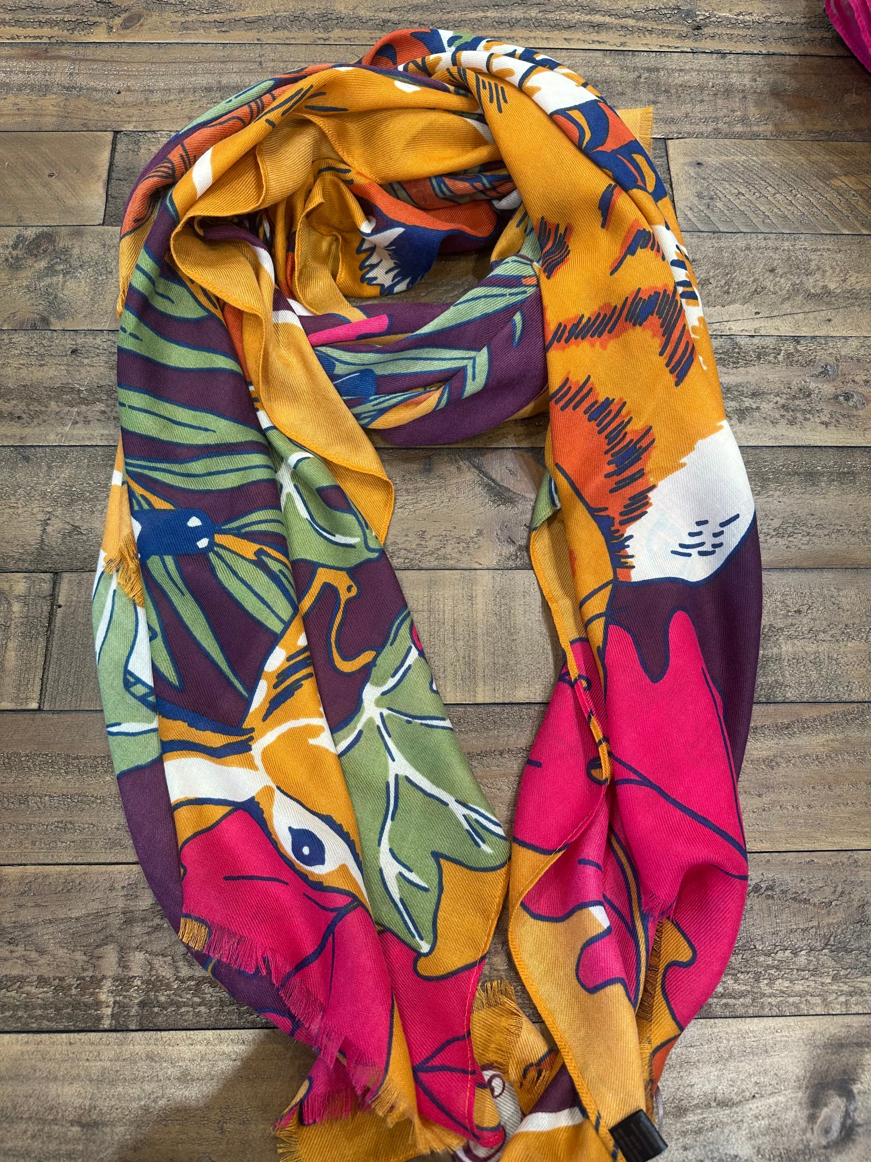 Powder Winter Wonderland Print Scarf In Damson