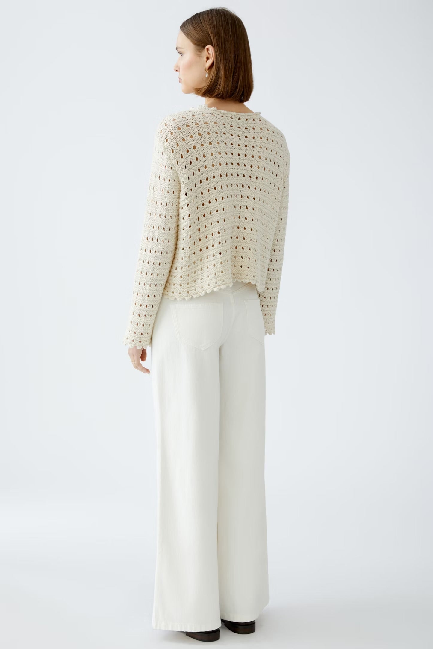 Oui Ajour Patterned Jumper In Cream