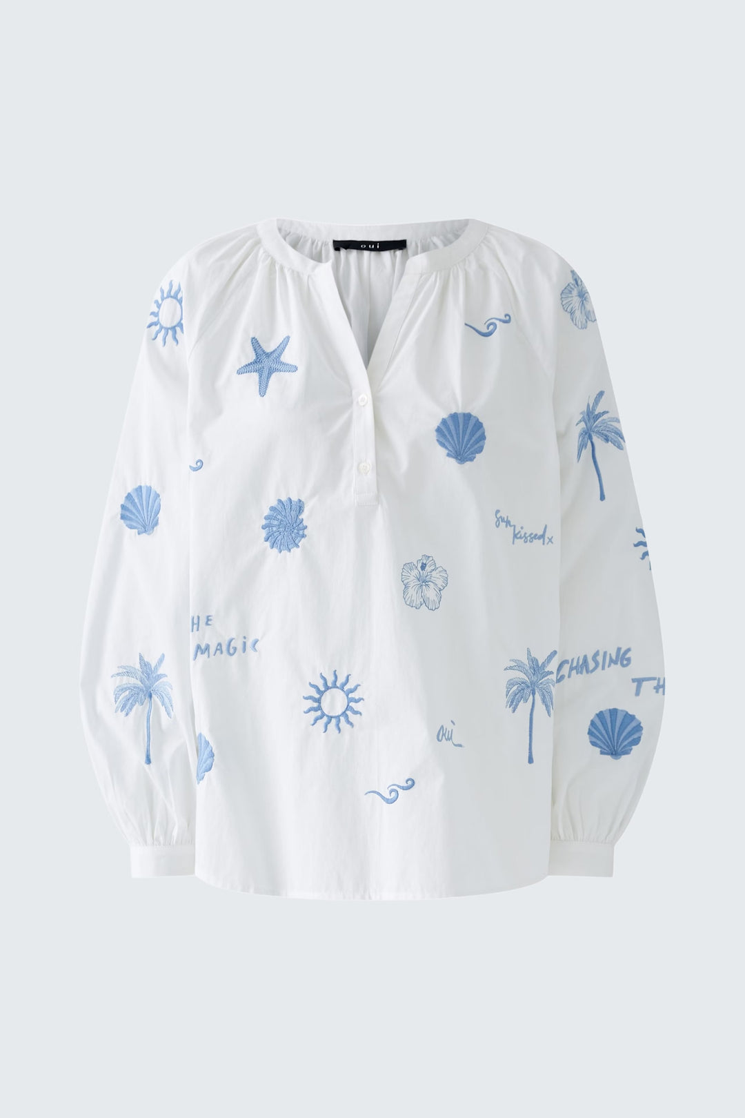 Oui Embroidery Cotton Blouse In Optic White