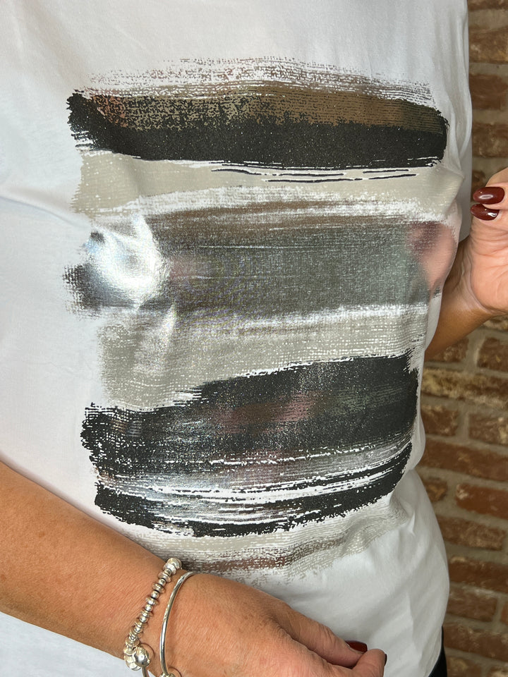 Peruzzi brush stroke T-shirt in white multi