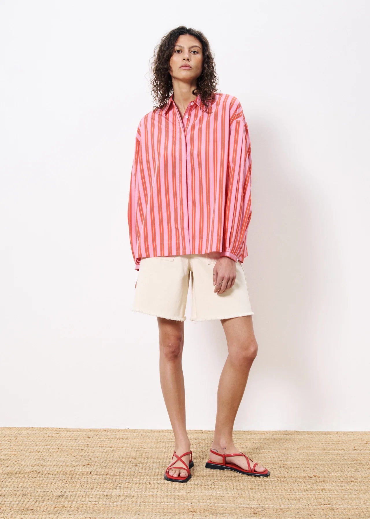 FRNCH Catherine Striped Shirt In Rose Multi