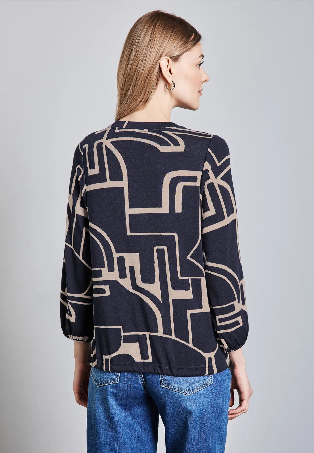 Street One Cosy Sweatshirt In Navy Multi