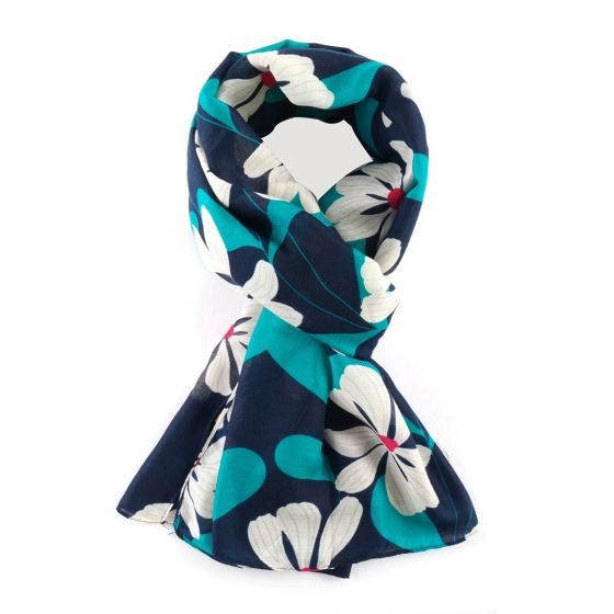 Amelia Bold Blooms Print Scarf In Navy