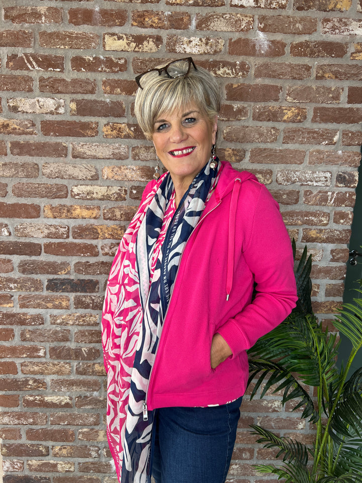 Cecil Ribbed Hooded Jacket In beetroot pink