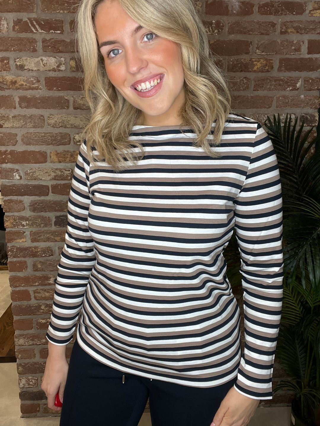 Street One Boat Neck Top In Shadowed Navy