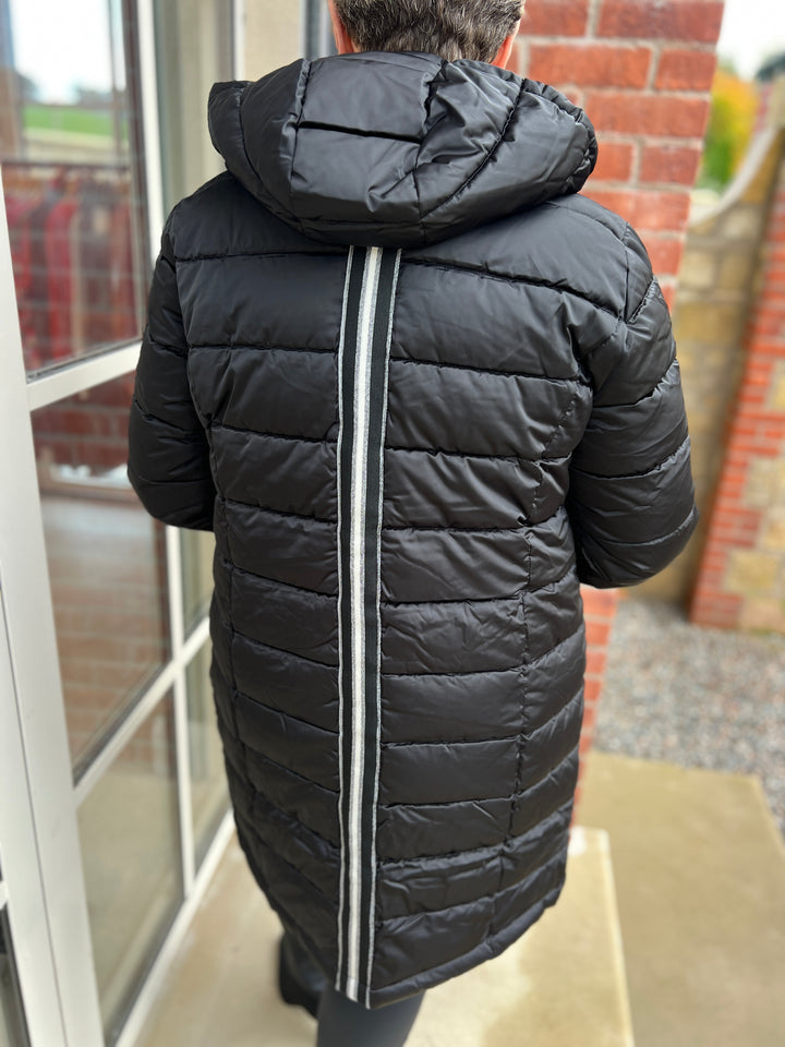 Monari Quilted Coat With Stripes at back In black