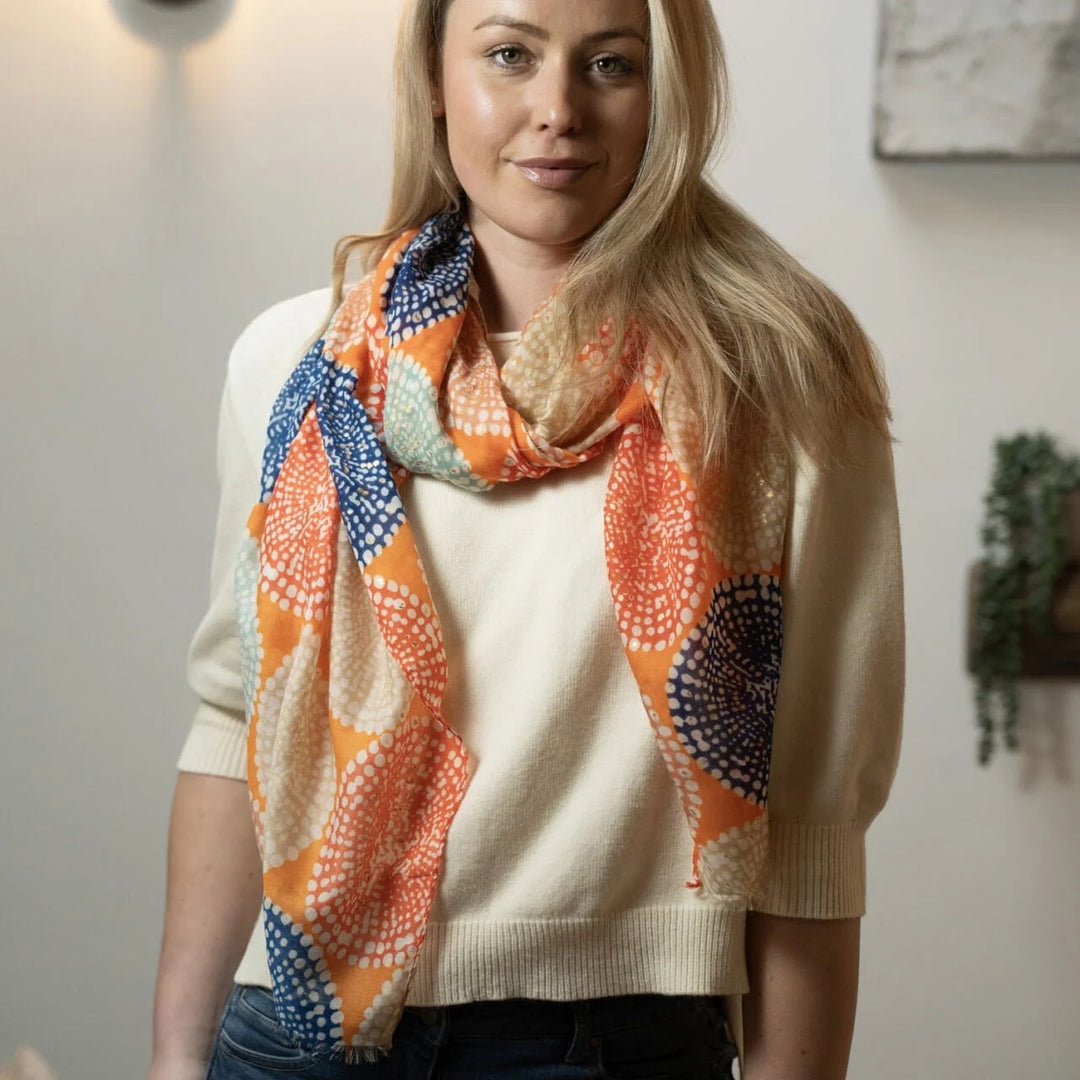 Polly Multi Spots With Metallic Scarf In Orange