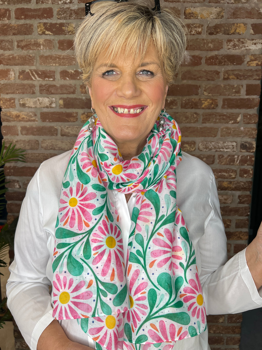 Pipa Floral Scarf In Pink Multi