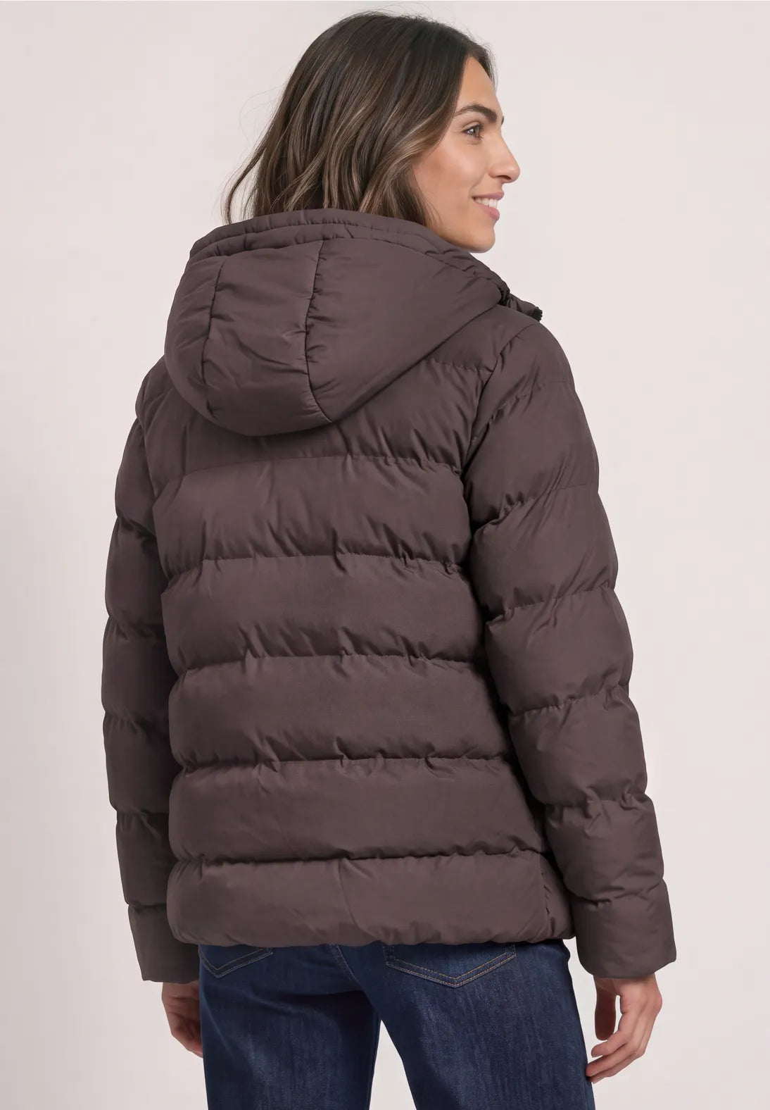 Padded coat in plummy brown