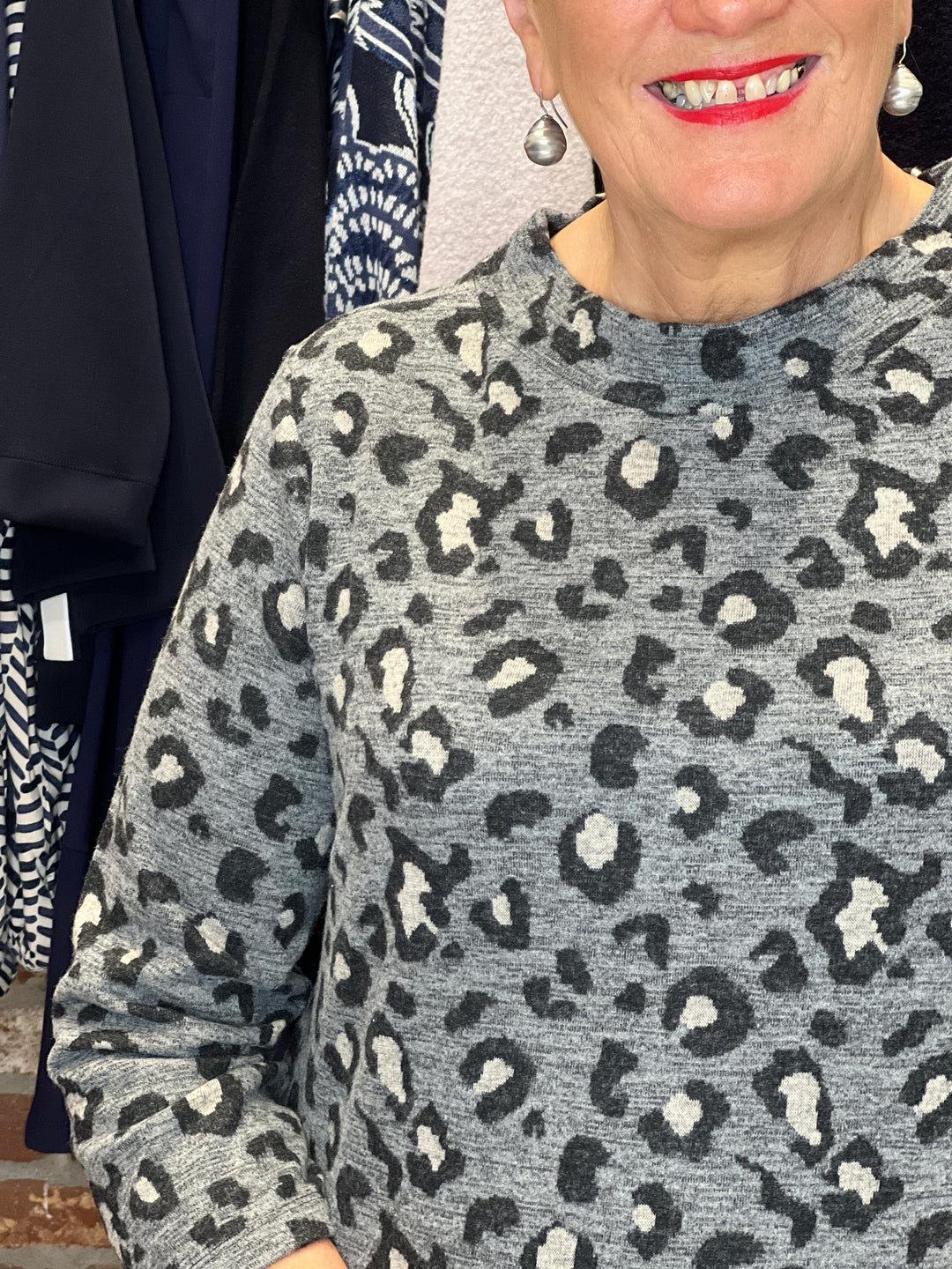 More & More Jacquard Sweatshirt In Grey