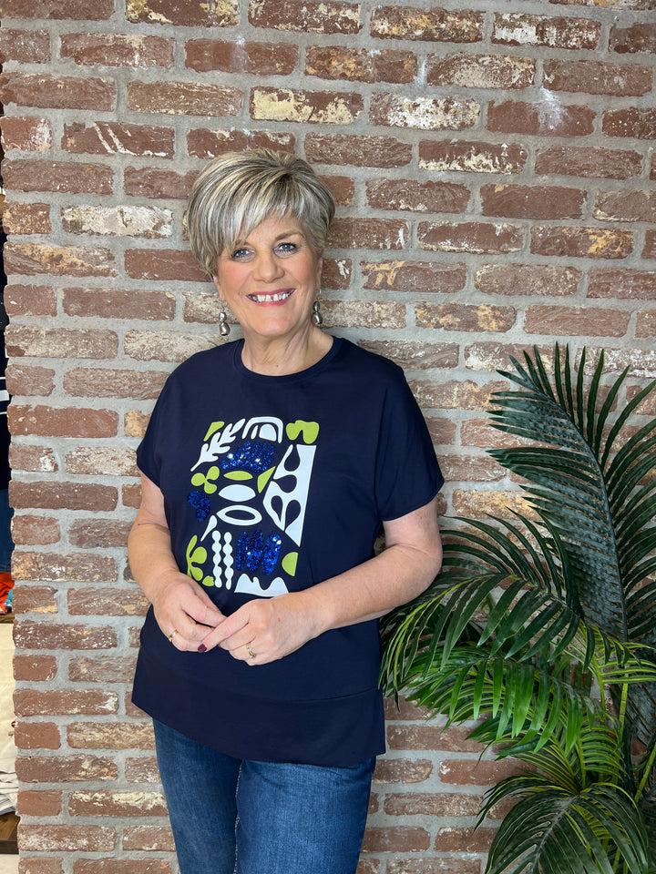 Peruzzi Sequence Print T-shirt in Navy