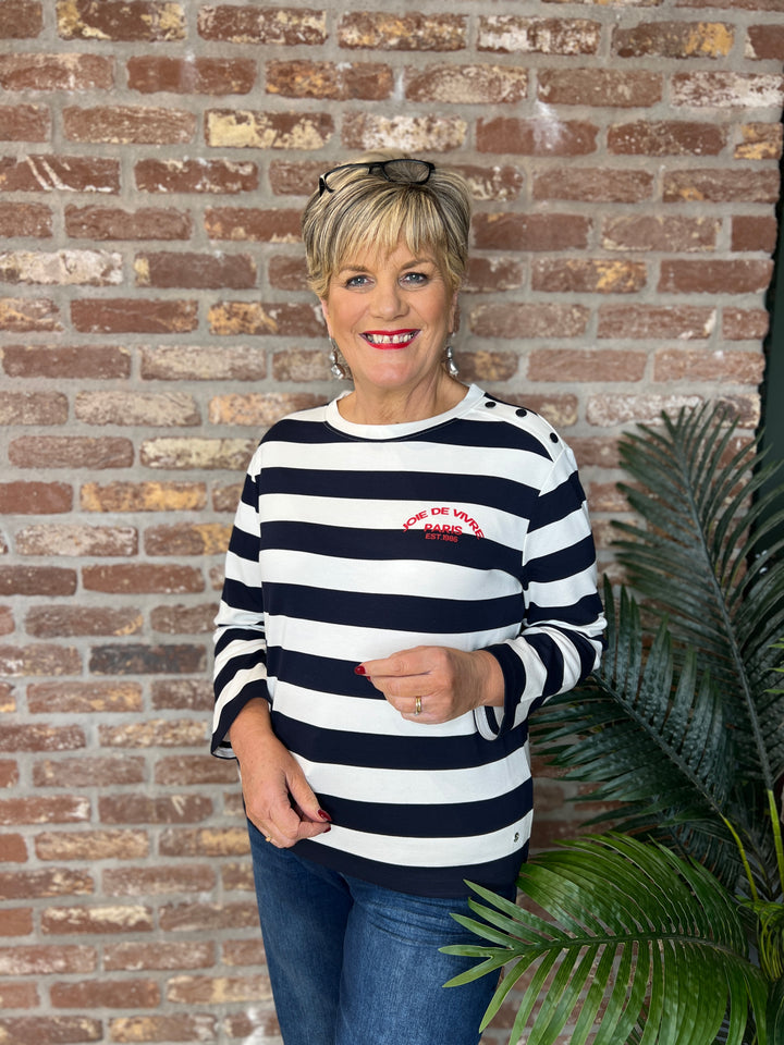 Monari Striped Sweatshirt In Marine