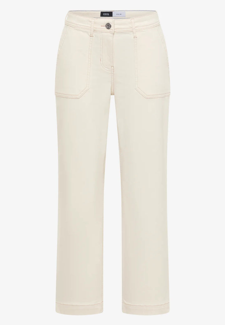 Cecil Neele Patch Pocket Jeans In Pearl Beige