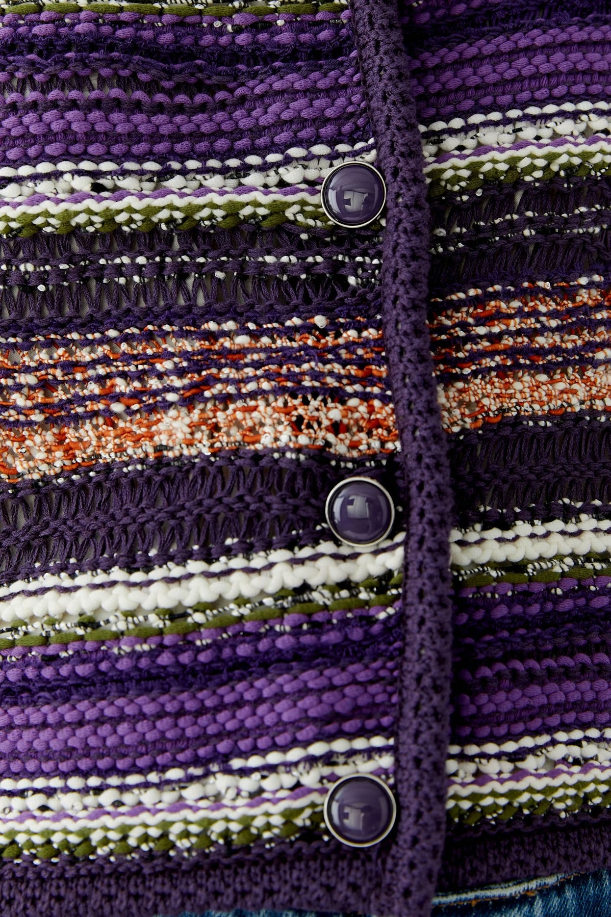 Oui Knit Jacket In Dark Violet Orange