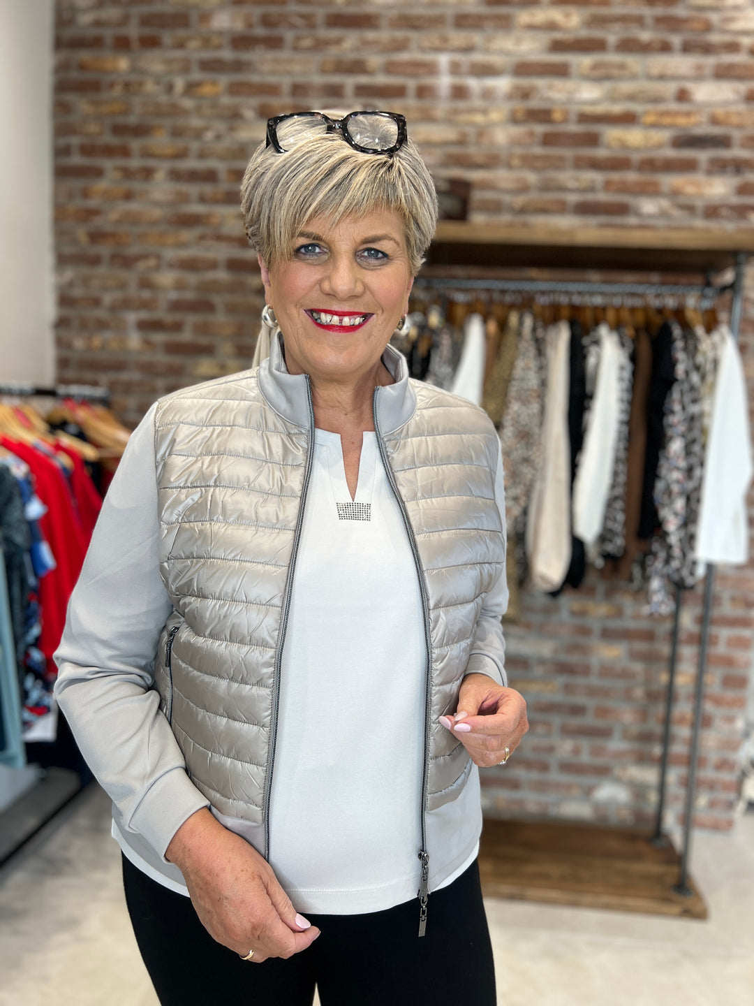 Monari Quilt Jacket In Greige